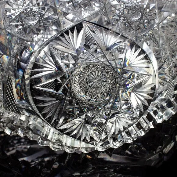 AMERICA Brilliant Crystal Nappy Bowl | Beautiful Intricate Pattern | Excellent - Picture 7 of 9
